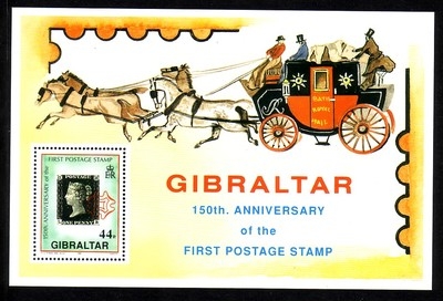 GIBRALTAR BLOCK 15 POSTFRISCH(MINT) MARKE AUF MARKE -1990 KUTSCHE