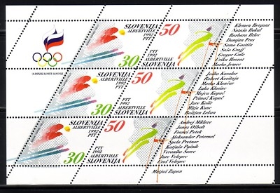 SLOWENIEN MI-NR. 6-7 POSTFRISCH(MINT) KLEINBOGEN OLYMPIADE ALBERTVILLE 1992