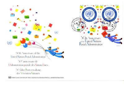 UNO NEW YORK BLOCK 21 FDC 50 JAHRE UNO POSTVERWALTUNG 2001