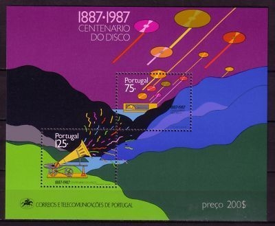 PORTUGAL BLOCK 55 POSTFRISCH(MINT) 100 JAHRE SCHALLPLATTE GRAMMOPHON 1987