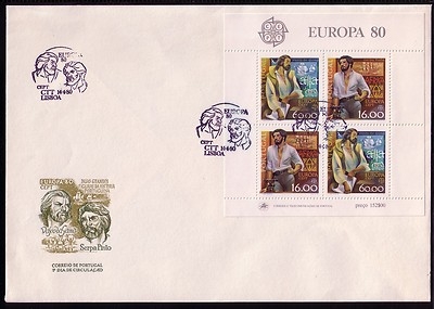 PORTUGAL BLOCK 29 FDC CEPT 1980 BEDEUTENDE PERSÖNLICHKEITEN