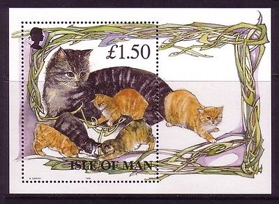 INSEL MAN BLOCK 25 POSTFRISCH MANXKATZE mit kleinen KATZEN 1996