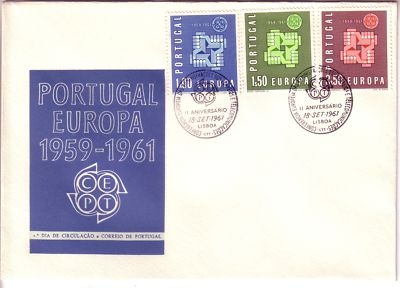 PORTUGAL MI-NR. 907-909 FDC EUROPA 1961 TAUBE