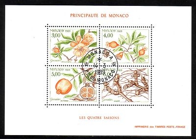 MONACO BLOCK 42 GESTEMPELT DIE VIER JAHRESZEITEN VII 1989