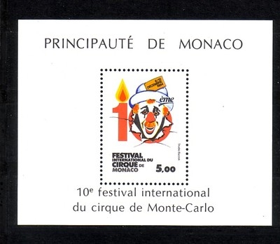 MONACO BLOCK 27 POSTFRISCH ZIRKUSFESTIVAL MONTE CARLO 1984