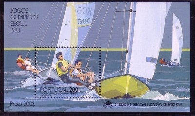 PORTUGAL BLOCK 60 POSTFRISCH(MINT) SOMMEROLYMPIADE SEOUL 1988 SEGELN