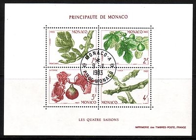 MONACO BLOCK 24 GESTEMPELT(USED) DIE VIER JAHRESZEITEN (II) FEIGENBAUM 1983