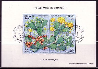 MONACO BLOCK 53 GESTEMPELT(USED) DIE VIER JAHRESZEITEN (X) 1992 FEIGENKAKTUS