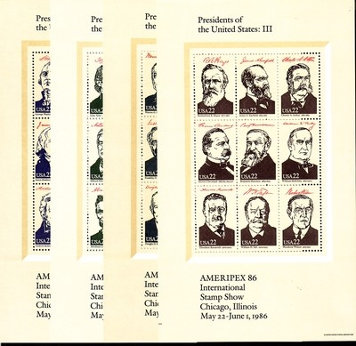 USA BLOCK 17-20 POSTFRISCH(MINT) PRÄSIDENTEN DER USA BRIEFMARKENAUSSTELLUNG AMERIPEX 86