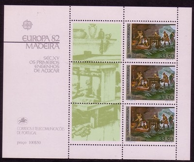 MADEIRA BLOCK 3 POSTFRISCH(MINT) EUROPA 1982 HISTORISCHE EREIGNISSE 1. ZUCKERMÜHLE
