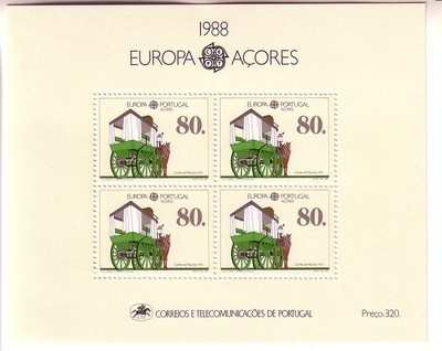 AZOREN BLOCK 9 POSTFRISCH(MINT) EUROPA 1988 TRANSPORTMITTEL PFERDEOMNIBUS