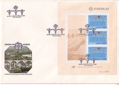 AZOREN BLOCK 5 FDC EUROPA 1984 BRÜCKE