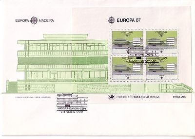 MADEIRA BLOCK 8 FDC EUROPA 1987 MODERNE ARCHITEKTUR