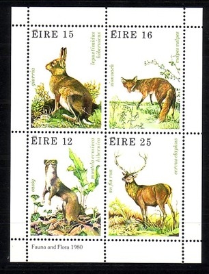 IRLAND BLOCK 3 POSTFRISCH(MINT) JAGDBARE WILDTIERE HERMELIN SCHNEEHASE ROTFUCHS ROTHIRSCH