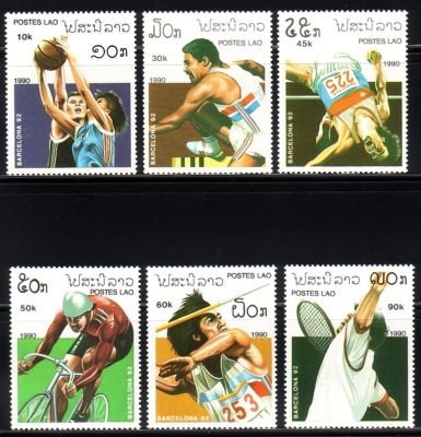 LAOS 1193-1198 POSTFRISCH(MINT) OLYMPISCHE SOMMERSPIELE BARCELONA 1992 BASKETBALL TENNIS RADSPORT