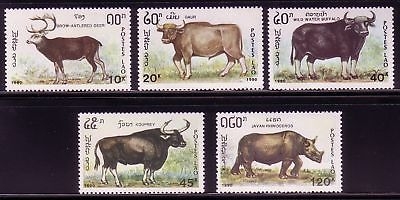 LAOS 1227-1231 POSTFRISCH(MINT) PFLANZENFRESSER - NASHORN, BÜFFEL, HIRSCH