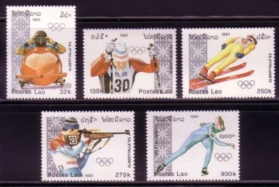 LAOS 1251-1255 POSTFRISCH(MINT) OLYMPISCHE WINTERSPIELE ALBERTVILLE 1992 BIATHLON SKI BOB