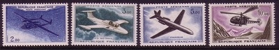 FRANKREICH MI-NR. 1279-1282 POSTFRISCH(MINT) LUFTPOSTAUSGABE 1960 FLUGZEUGE HUBSCHRAUBER