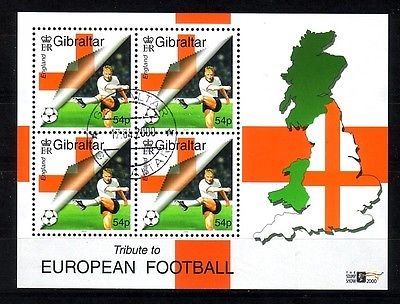 GIBRALTAR MI-NR. 913 GESTEMPELT(USED) KLEINBOGEN FUSSBALL EM 2000 BELGIEN NIEDERLANDE