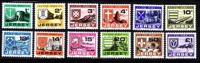 JERSEY PORTOMARKEN MI-NR. 21-32 POSTFRISCH(MINT) PFARRGEMEINDEN von JERSEY WAPPEN