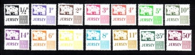 JERSEY PORTOMARKEN 7-20 POSTFRISCH(MINT) ZIFFERN- UND KARTENZEICHNUNG 1971-1975