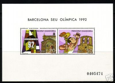 ANDORRA SPANISCH BLOCK 2 POSTFRISCH OLYMPIADE BARCELONA 1992