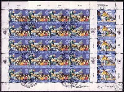 UNO WIEN MI-NR 266-267 GESTEMPELT(USED) KLEINBOGENSATZ FRIEDENSSICHERUNG, FLUGZEUG