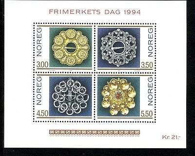 NORWEGEN BLOCK 21 POSTFRISCH(MINT) TAG DER BRIEFMARKE 1994 - TRACHTENSILBER