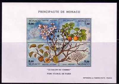 MONACO BLOCK 65 GESTEMPELT(USED) DIE VIER JAHRESZEITEN (XII) 1994 APRIKOSENBAUM