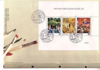 PORTUGAL BLOCK 61 FDC GEMÄLDE DES 20. JAHRHUNDERTS II 1988