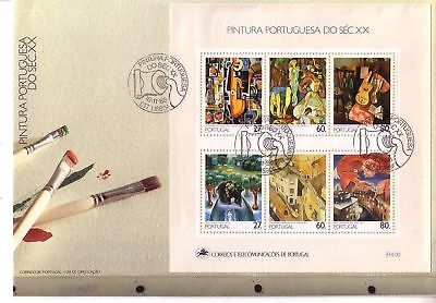 PORTUGAL BLOCK 62 FDC GEMÄLDE DES 20. JAHRHUNDERTS II 1988