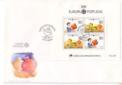 PORTUGAL BLOCK 64 FDC EUROPA 1989 KINDERSPIELE