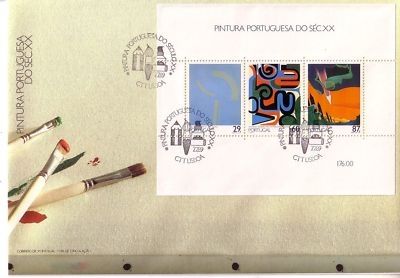 PORTUGAL BLOCK 67 FDC GEMÄLDE DES 20. JAHRHUNDERTS IV 1989
