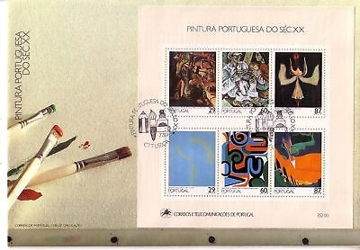 PORTUGAL BLOCK 68 FDC GEMÄLDE DES 20. JAHRHUNDERTS IV 1989