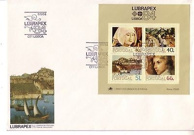 PORTUGAL BLOCK 44 FDC LUBRAPEX `84 GEMÄLDE AUS NATIONALMUSEUM