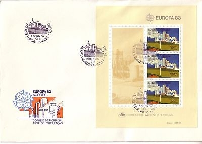 AZOREN BLOCK 4 FDC EUROPA 1983 GROSSE WERKE GEOTHERMISCHES KRAFTWERK