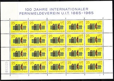 LIECHTENSTEIN MI-NR. 458 POSTFRISCH(MINT) KLEINBOGEN 100 JAHRE INTERNATIONALE FERNMELDEUNION (ITU) 1965