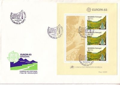 MADEIRA BLOCK 4 FDC EUROPA 1983 GROSSE WERKE LEVADAS (BEWÄSSERUNGSKANÄLE)