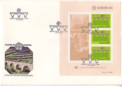 MADEIRA BLOCK 5 FDC EUROPA 1984 BRÜCKE