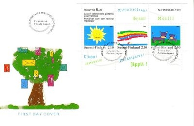 FINNLAND BLOCK 7 FDC MALWETTBEWERB KINDERZEICHNUNGEN