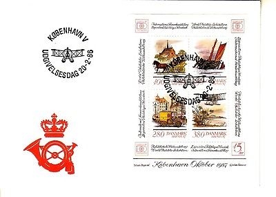 DÄNEMARK BLOCK 5 FDC POSTWAGEN POSTSCHIFF POSTFLUGZEUG PFERD