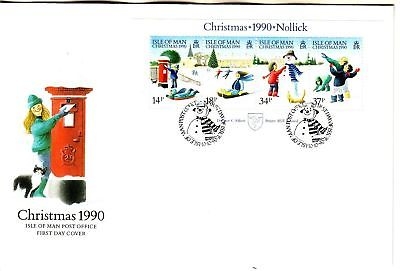 ISLE OF MAN BLOCK 14 FDC WEIHNACHTEN 1990
