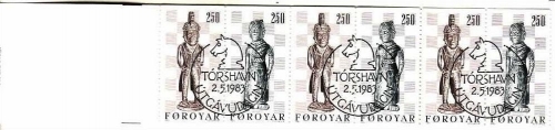 FÄRÖER 10 x MH 1 GESTEMPELT SCHACH - SCHACHFIGUREN MIT SCHACHSTEMPEL 1983