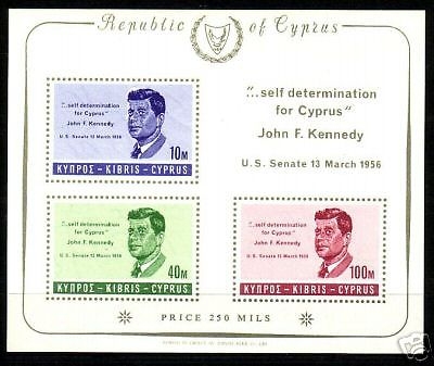 ZYPERN BLOCK 3 POSTFRISCH(MINT) JOHN F. KENNEDY 1965