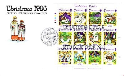GUERNSEY MI-NR. 373-384 FDC WEIHNACHTEN 1986 LIEDER