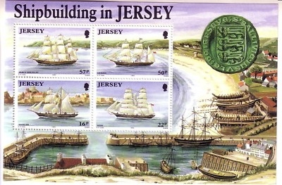 JERSEY BLOCK 6 POSTFRISCH(MINT) SCHIFFBAU SEGELSCHIFFE 1992