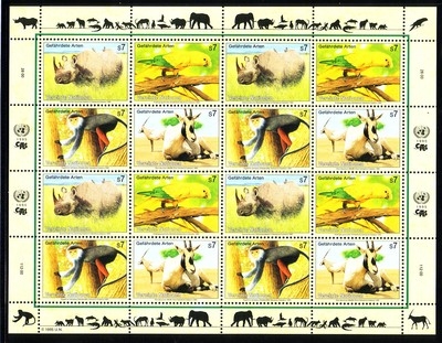 UNO WIEN MI-NR. 180-183 POSTFRISCH(MINT) KLEINBOGEN GEFÄRDETE ARTEN NASHORN SITTICH AFFE ORYX
