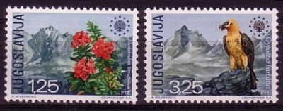JUGOSLAWIEN 1406-1407 POSTFRISCH(MINT) EUROPÄISCHES NATURSCHUTZJAHR 1970 ALPENROSE BARTGEIER