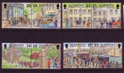ALDERNEY MI-NR. 121-128 POSTFRISCH(MINT) ZD HISTORISCHE ENTWICKLUNG II PFERD KUTSCHE FEUERWEHR KIRCHE SCHIFF