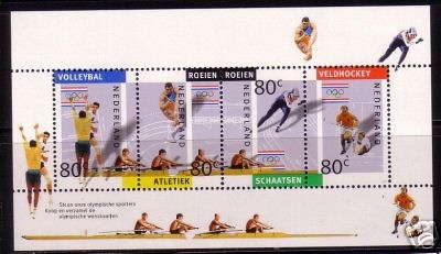 NIEDERLANDE BLOCK 36 POSTFRISCH(MINT) OLYMPIADE ALBERTVILLE UND BARCELONA 1992 VOLLEYBALL RUDERN HOCKEY